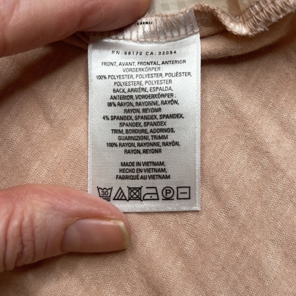 Anthropologie Postmark Split Neck Hi-Low Tank Top Tan and Cream Stripe Size L - Picture 5 of 10
